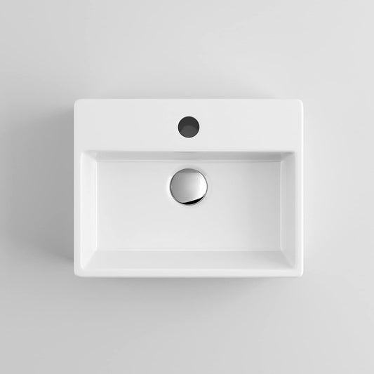 Pretoria Square Ceramic Cloakroom Basin White Wall Hung 390x310x115mm