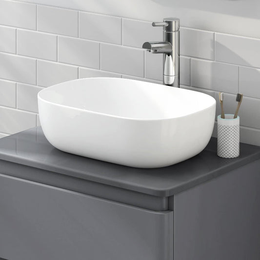 Bonn Curved Countertop Bowl Basin White 465x320x135mm