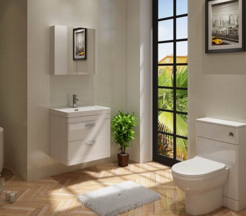 Apollo 600 Wall Hung Unit and Polymarble Basin White