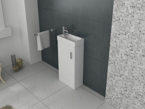 Mini 400mm Cloakroom Unit and Basin - Gloss White