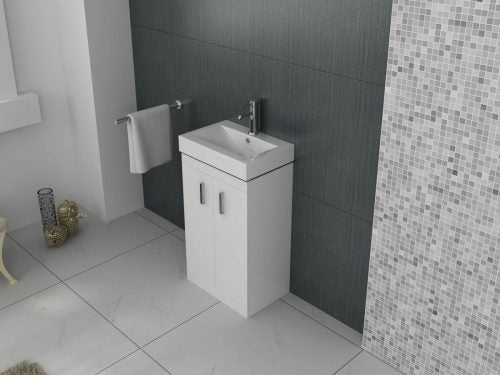 Cube 450mm Cloakroom Unit and basin - Gloss White