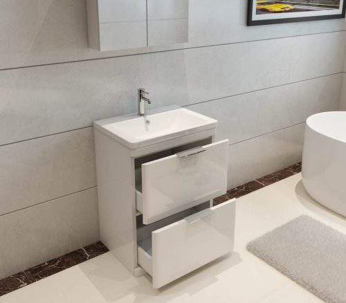 Comet 600 Waterproof Vanity with Ceramic Basin- White