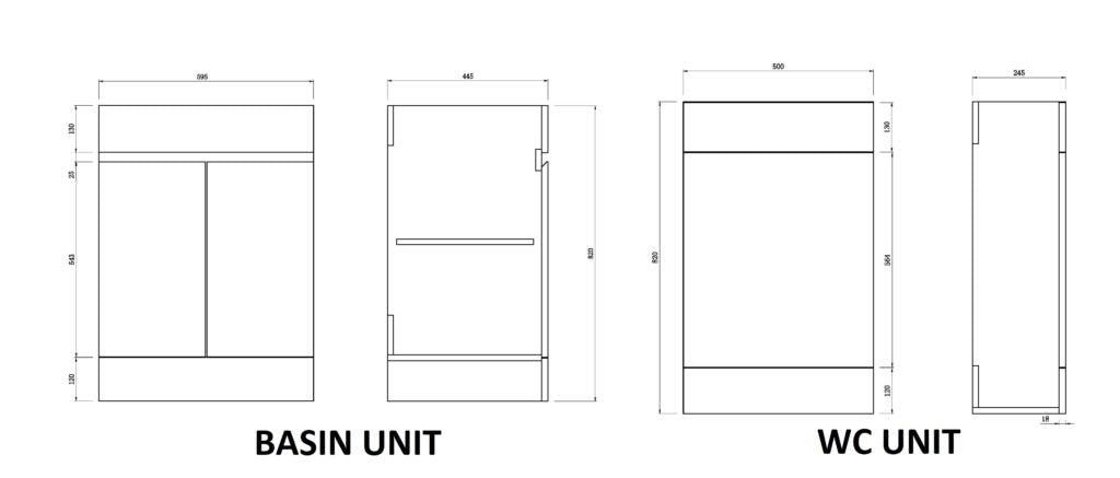 Nepara 1100 White L Shape Set (600 Unit,500 WC, Basin Right Hand)