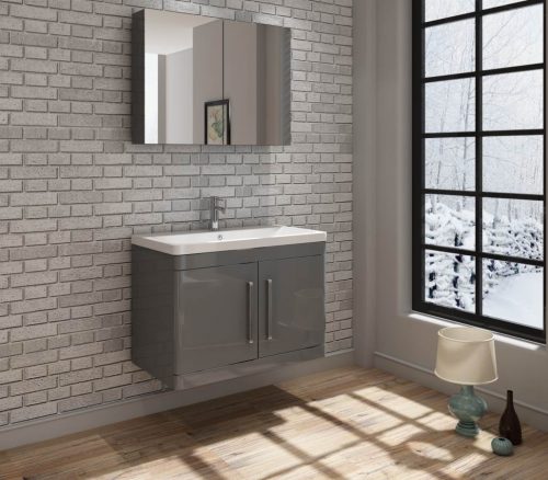 Orion 800 2 Door Floor Standing Vanity Unit With Basin - Light Grey