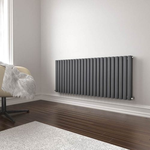 Princia Horizontal Double Oval Panel Radiator Matt Anthracite - 6 Sizes