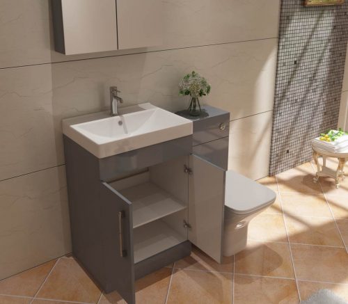 Star 500mm FS Unit and Ceramic Basin - Light Grey Gloss