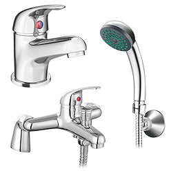 Eco Bath Shower Mixer with Handset, Hose, Elbow - Chrome (35mm)