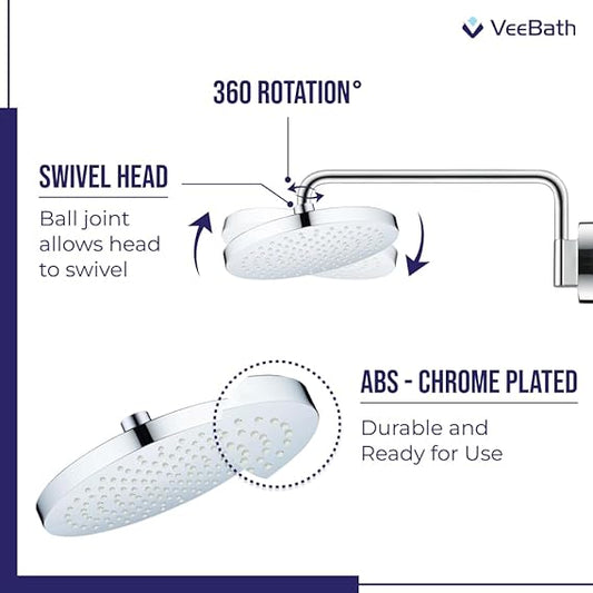 Round Fixed head ABS 200x200 mm Chrome