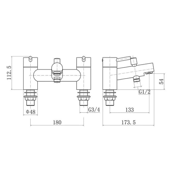 Dixon Round lever Bath Shower Mixer Tap with Kit - 3 Colours