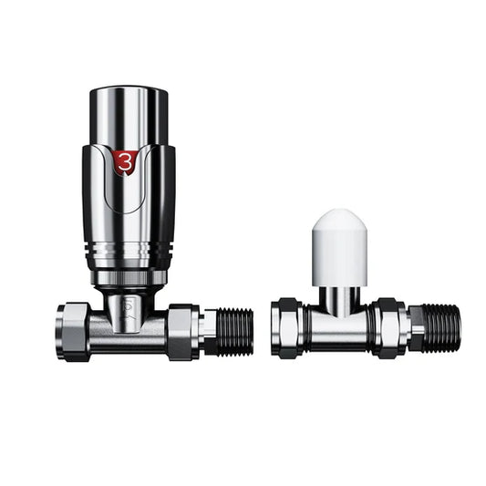 Pro All Chrome 1/2" Thermostatic Radiator Valve TRV + Lockshield - 3 Types