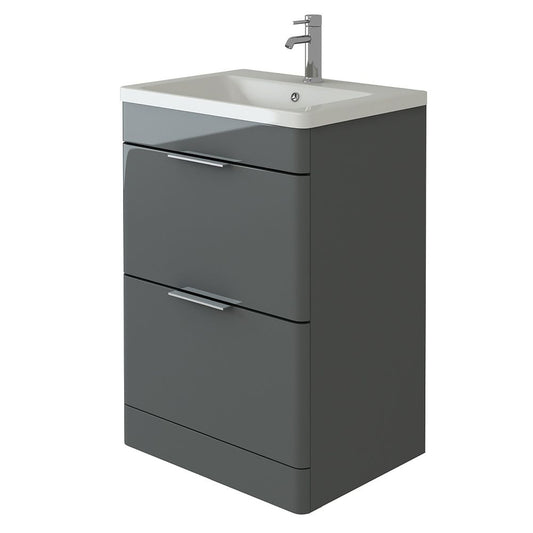 Comet Waterproof 600mm Vanity Unit & Basin - Anthracite Gloss