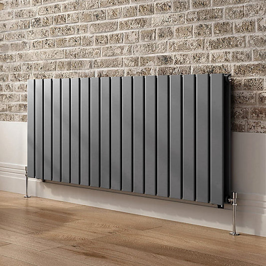 Belgravia Horizontal Double Slim Flat Panel Radiator Matt Anthracite - 5 Sizes