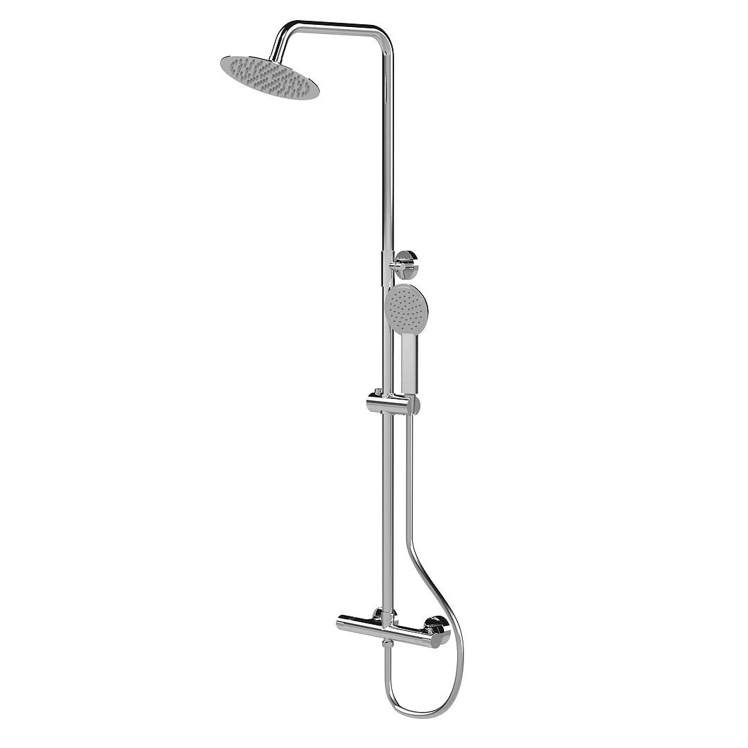 Supreme Thermostatic Round Exposed telescopic Twin Shower with thin SS Head - Chrome