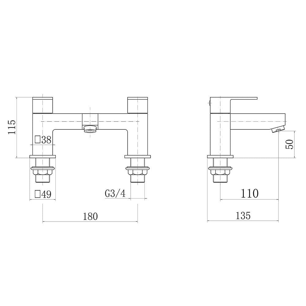 Munro Square Bath Filler Mixer Tap - 3 Colours
