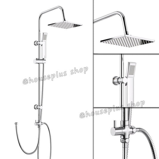 Beta 2 Way Riser Rail Mixer Kit with Shower Head - Chrome Square