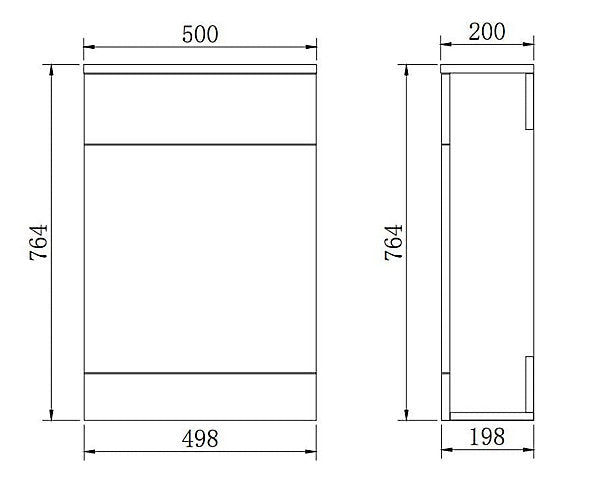 Petite/Mini 500x200mm Cloakroom WC unit - Anthracite Grey Gloss
