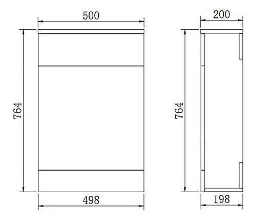 Petite/Mini 500x200mm Cloakroom WC unit - Anthracite Grey Gloss