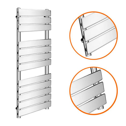 Lambeth Chrome Designer Flat Panel Heated Towel Rail Radiator - 2 Sizes
