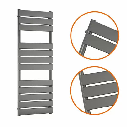 Lambeth Anthracite Flat Panel Heated Towel Rail Bathroom Radiator - 2 Sizes