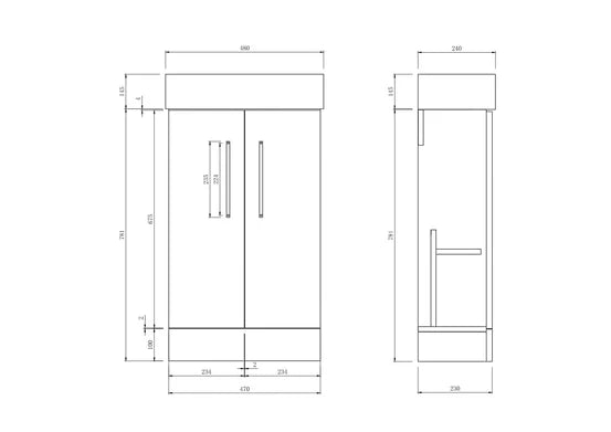 Star 470mm Cloakroom Unit and Basin Gloss White