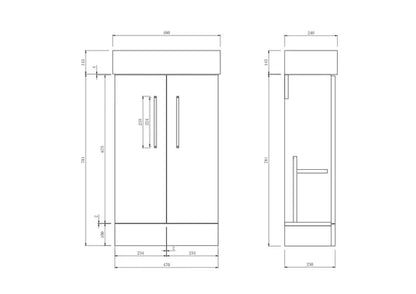 Star 470mm Cloakroom Unit and Basin Gloss White