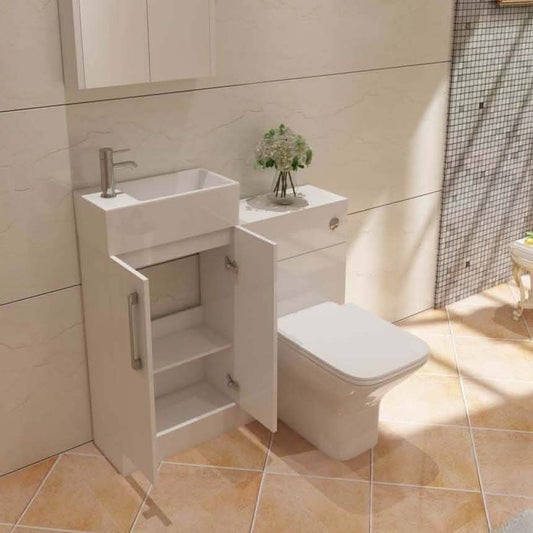 Star 470mm Cloakroom Unit and Basin Gloss White