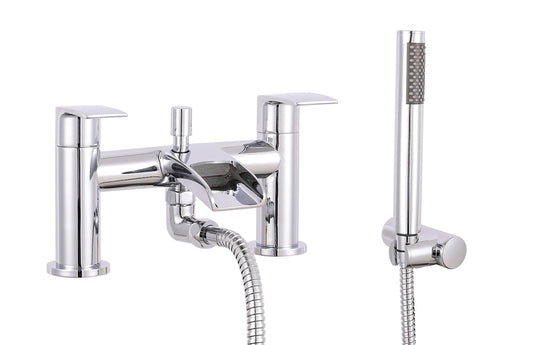 Symphony Round Waterfall Bath Shower Mixer Tap with Kit