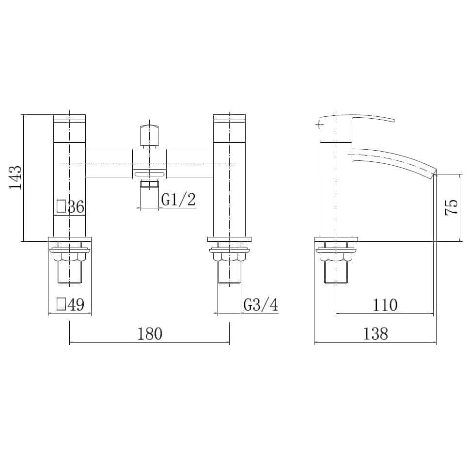 Trace Bath Shower Mixer Tap with Kit - 3 Colours