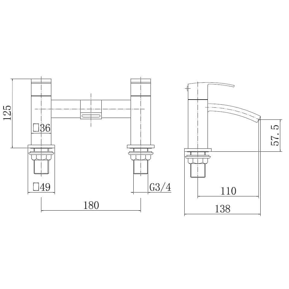 Trace Bath Filler Mixer Tap - 3 Colours