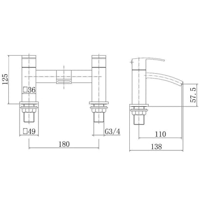 Trace Bath Filler Mixer Tap - 3 Colours