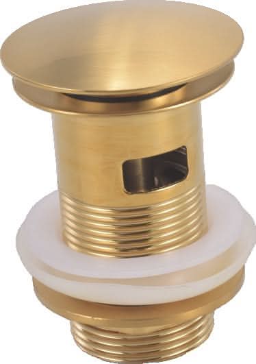 Ideal Slotted Basin Waste Full Dome - Brushed Brass
