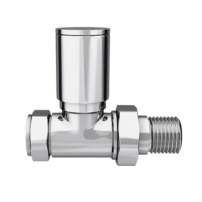Prima Radiator Valve Pair Straight Round (Chrome)