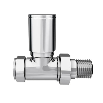 Prima Radiator Valve Pair Straight Round (Chrome)