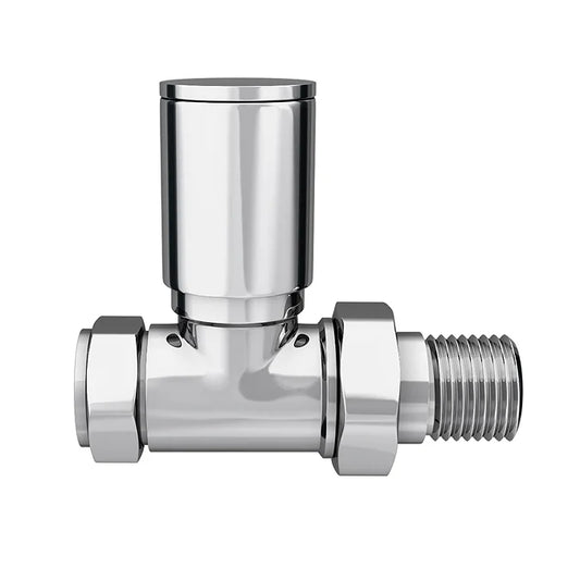 Prima Radiator Valve Pair Straight Round (Chrome)