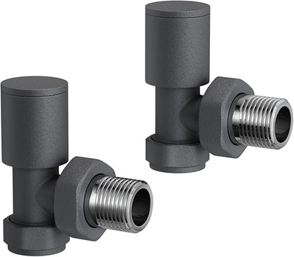Prima Radiator Valve Pair Angled Round (Anthracite)