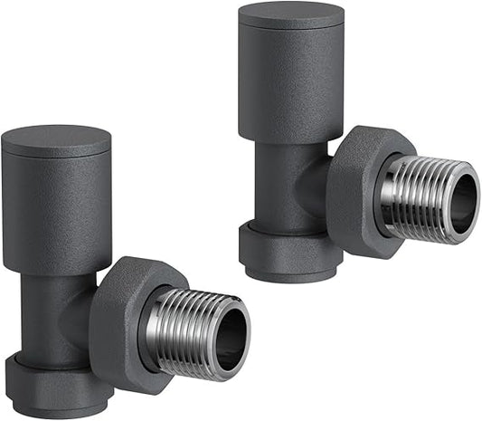 Prima Radiator Valve Pair Angled Round (Anthracite)