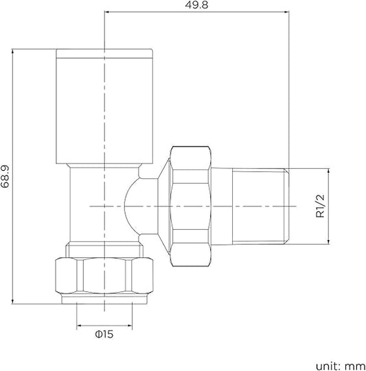 Prima Radiator Valve Pair Angled Round (Anthracite)