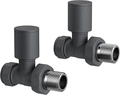Prima Radiator Valve Pair Straight Round (Anthracite)