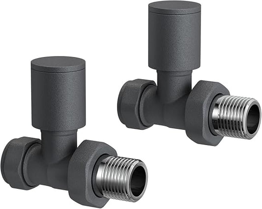 Prima Radiator Valve Pair Straight Round (Anthracite)
