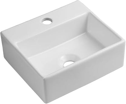 Savannah Square Ceramic Small Cloakroom Wall Hung Basin White 340x290x115mm