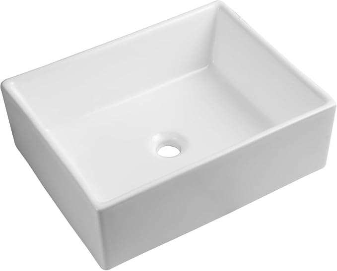 Esna Rectangular Countertop Cloakroom Basin White 480x390x160mm