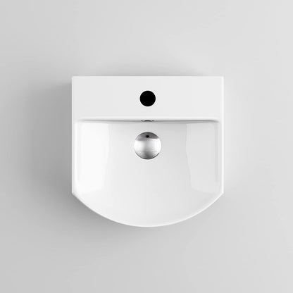 Pilsen Wall Hung Curved Counter Top Ceramic Wash Basin White 350x350x120mm