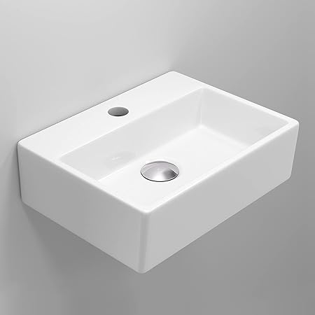 Savannah Square Ceramic Small Cloakroom Wall Hung Basin White 340x290x115mm