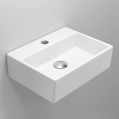 Pretoria Square Ceramic Cloakroom Basin White Wall Hung 390x310x115mm