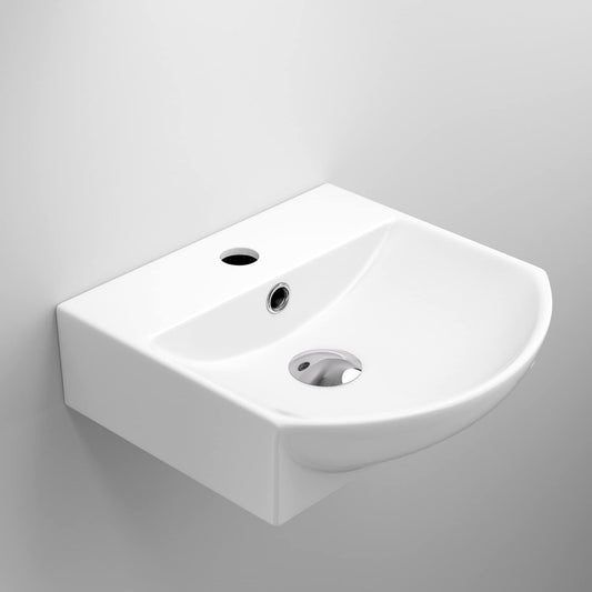Pilsen Wall Hung Curved Counter Top Ceramic Wash Basin White 350x350x120mm