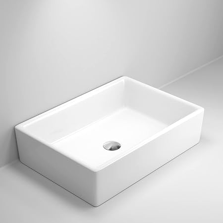 Esna Rectangular Countertop Cloakroom Basin White 480x390x160mm