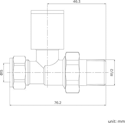 Prima Radiator Valve Pair Straight Round (Anthracite)
