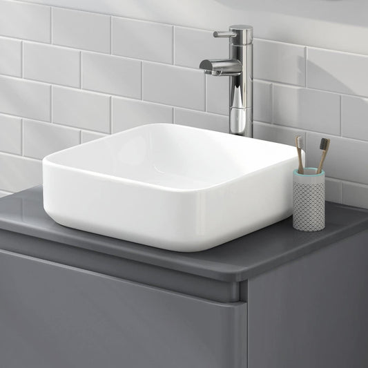 Sophia Soft Square Countertop Basin White 390x390x135mm
