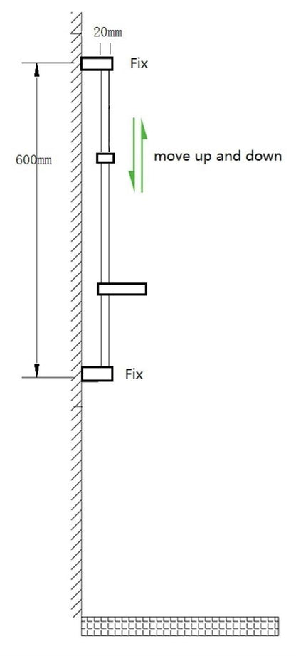 Cubix Square Shower Rail kit with soap dish - Chrome