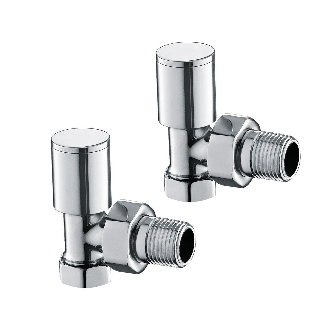 Prima Radiator Valve Pair Angled Round (Chrome)